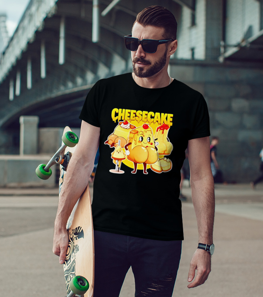 Cheesecake Delicious Cartoon Characters With Cherry And Whipped Cream T-Shirt