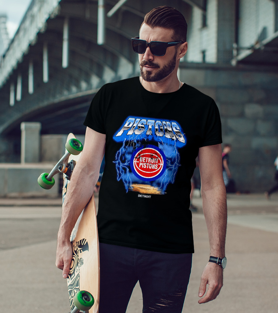 Detroit Pistons Lightning Effects Blue Electric Impact T-Shirt