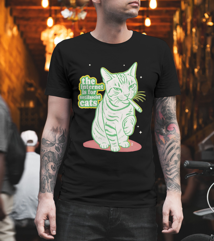 Antifascist Cats Internet Humor Smoky Cat Relaxation T-Shirt