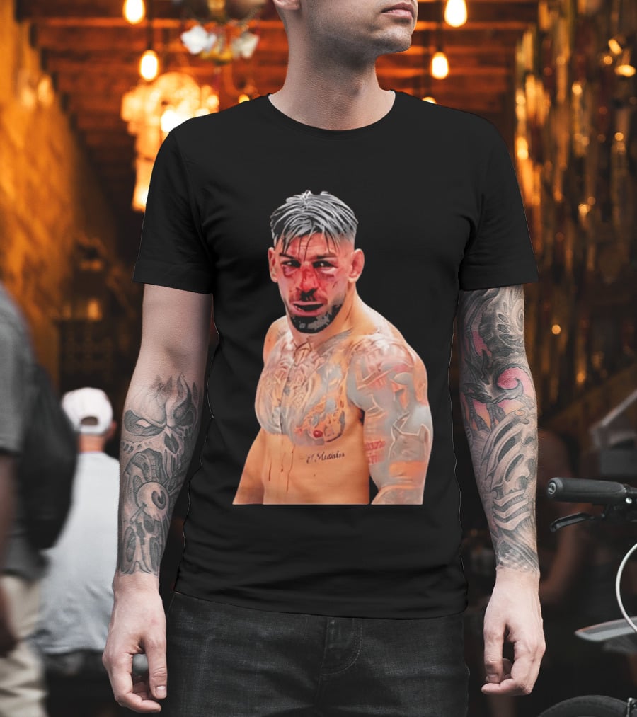 Ilia Topuria MMA Fighter Portrait Bleeding Face T-Shirt