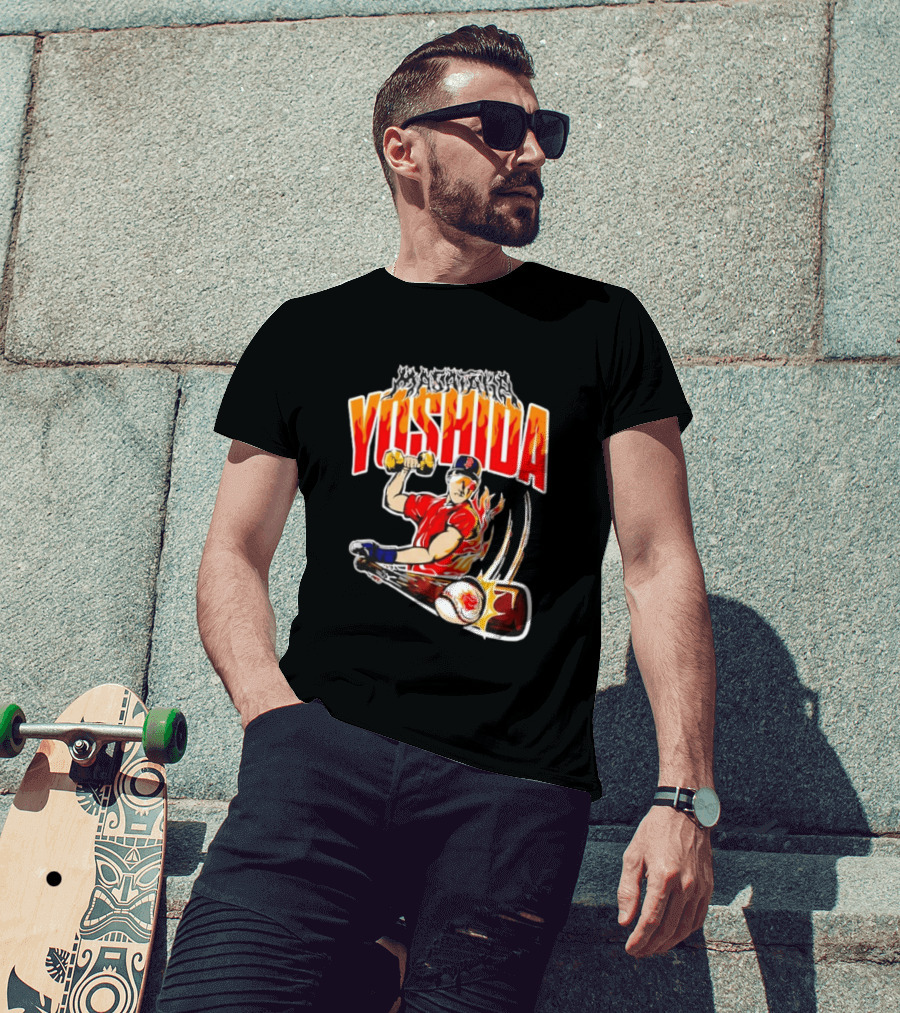 Masataka Yoshida Boston Red Sox MLB Flame Baseball T-Shirt