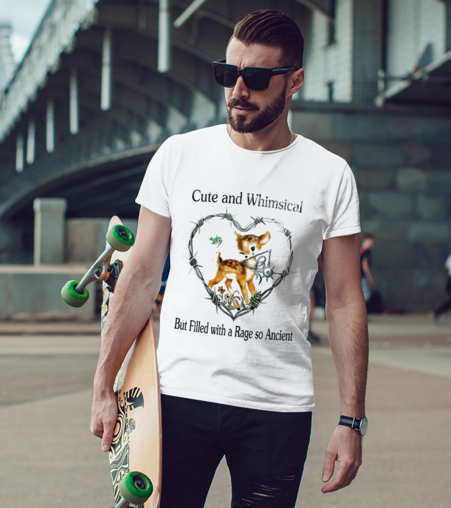Cute And Whimsical But Filled With A Rage So Ancient Deer Key Heart Floral T-Shirt
