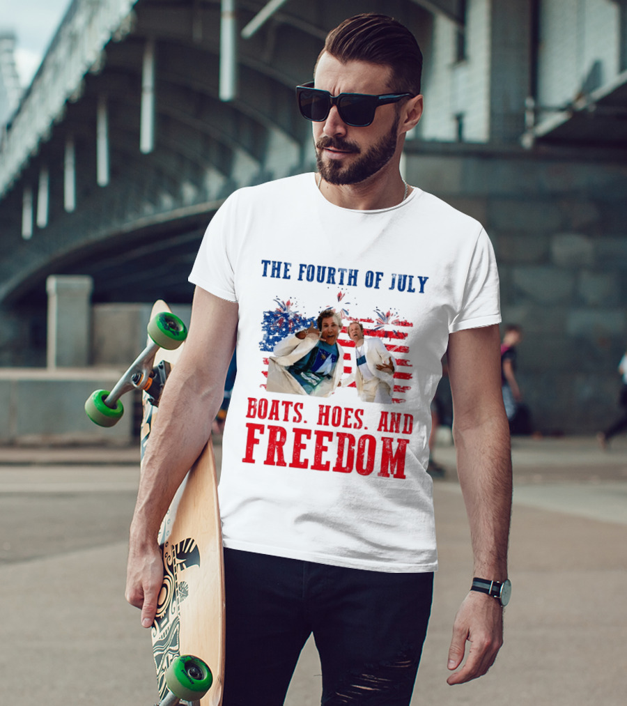 The Fourth Of July Boats Hoes And Freedom Step Brothers Boating Party T-Shirt