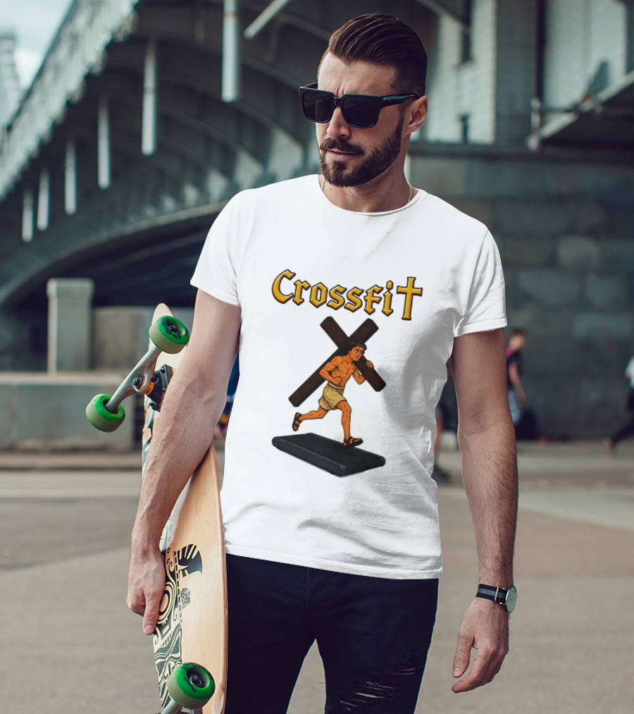 CrossFit Jesus Treadmill Religious Workout T-Shirt