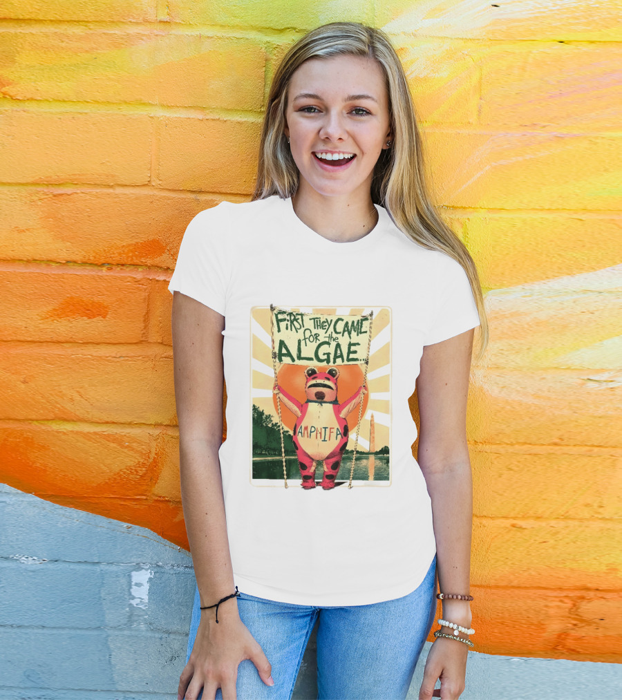 First They Came For The Algae Amphifa Frog Sunburst Protest T-Shirt