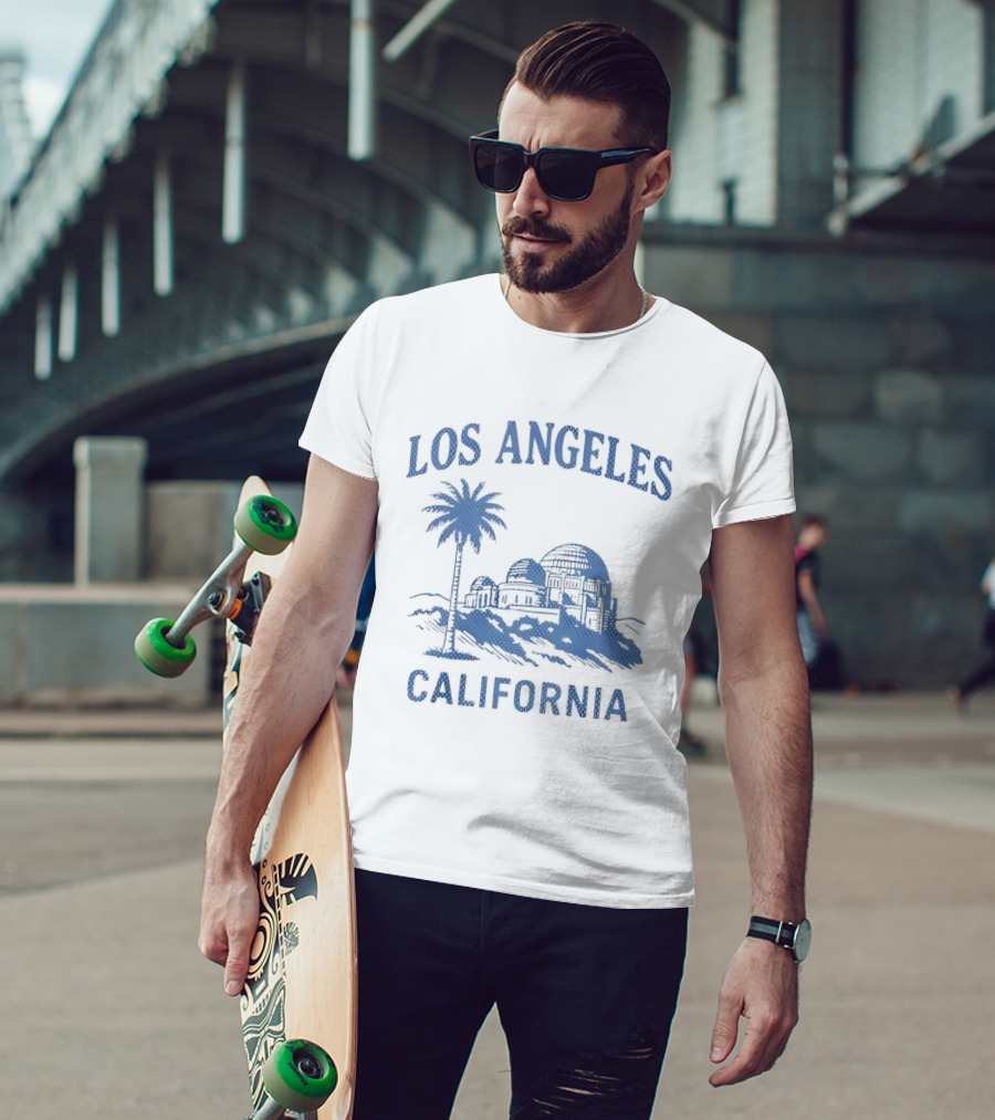 Los Angeles California Palm Tree Observatory Travel City Skyline T-Shirt