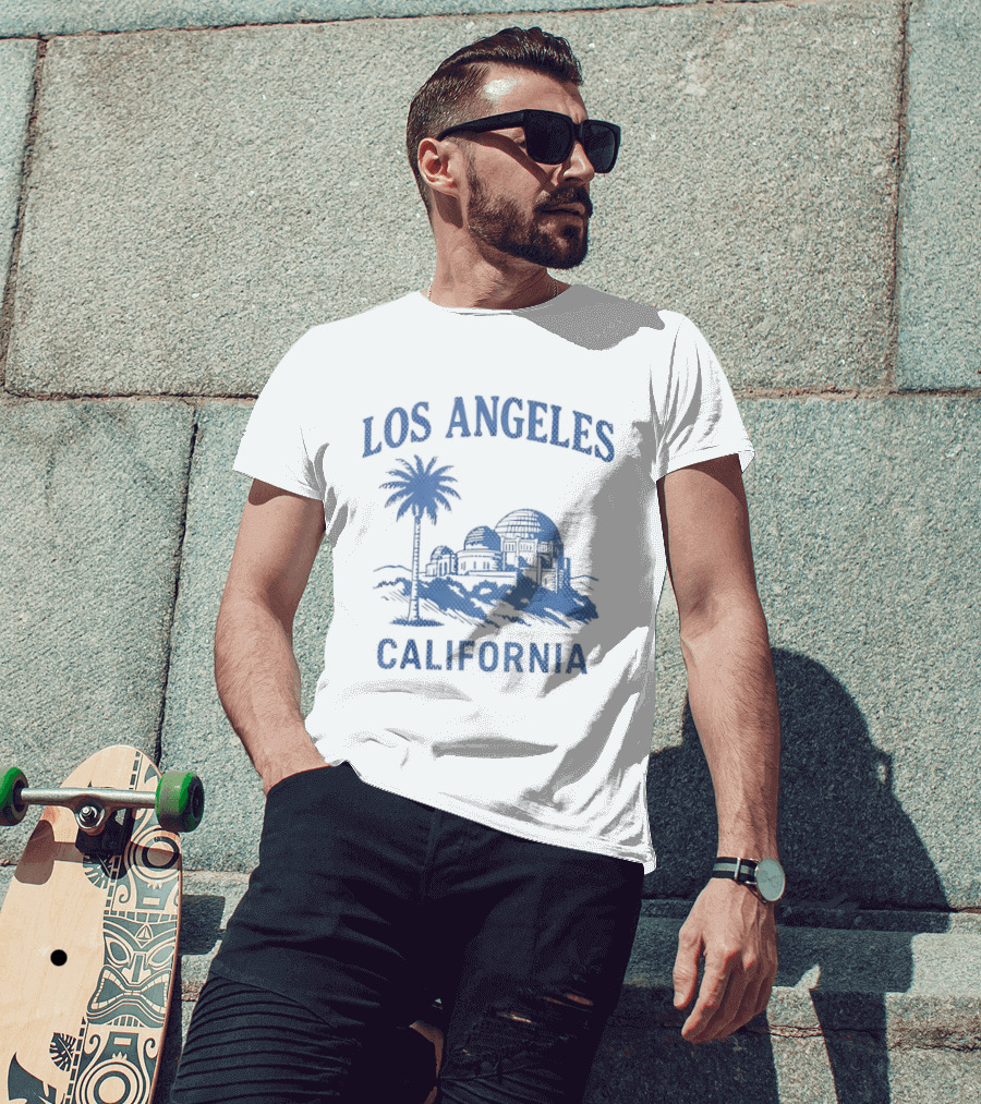 Los Angeles California Palm Tree Observatory Travel City Skyline T-Shirt