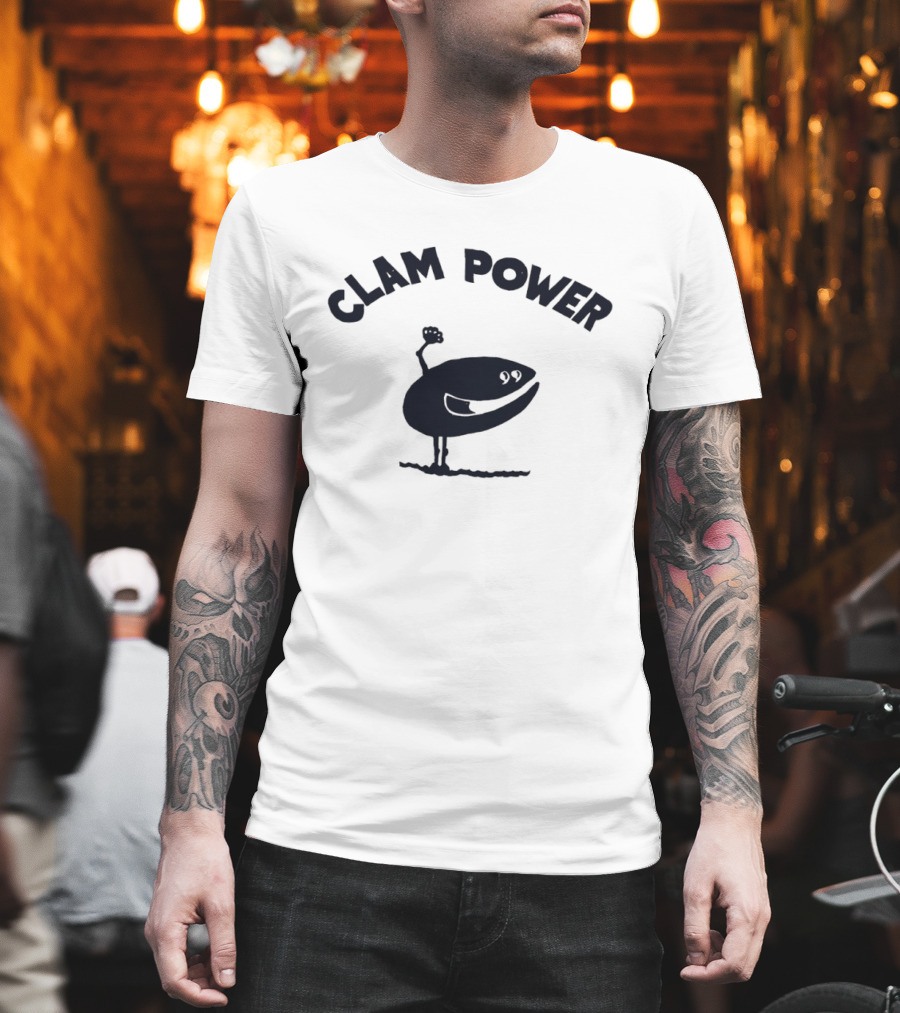 Clam Power Funny Cartoon Clam Arm Flexing T-Shirt