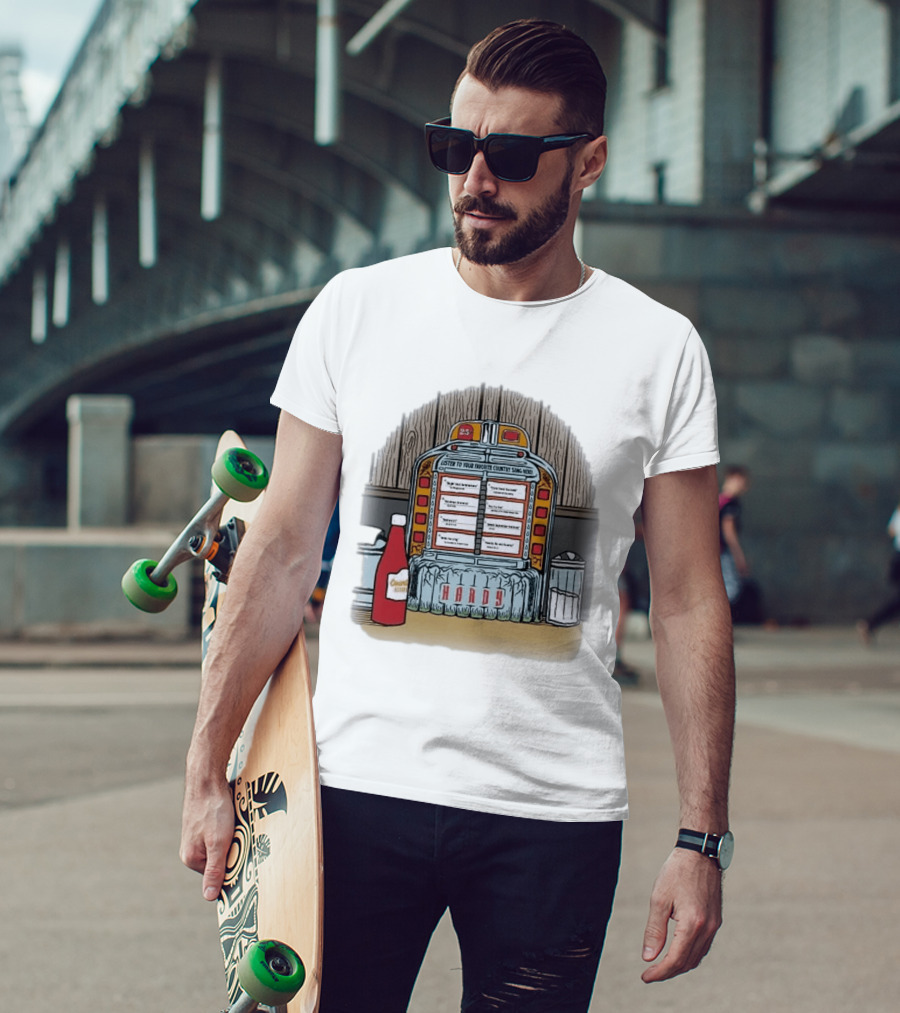 Hardy Jukebox Favorite Country Songs Vintage Scene T-Shirt