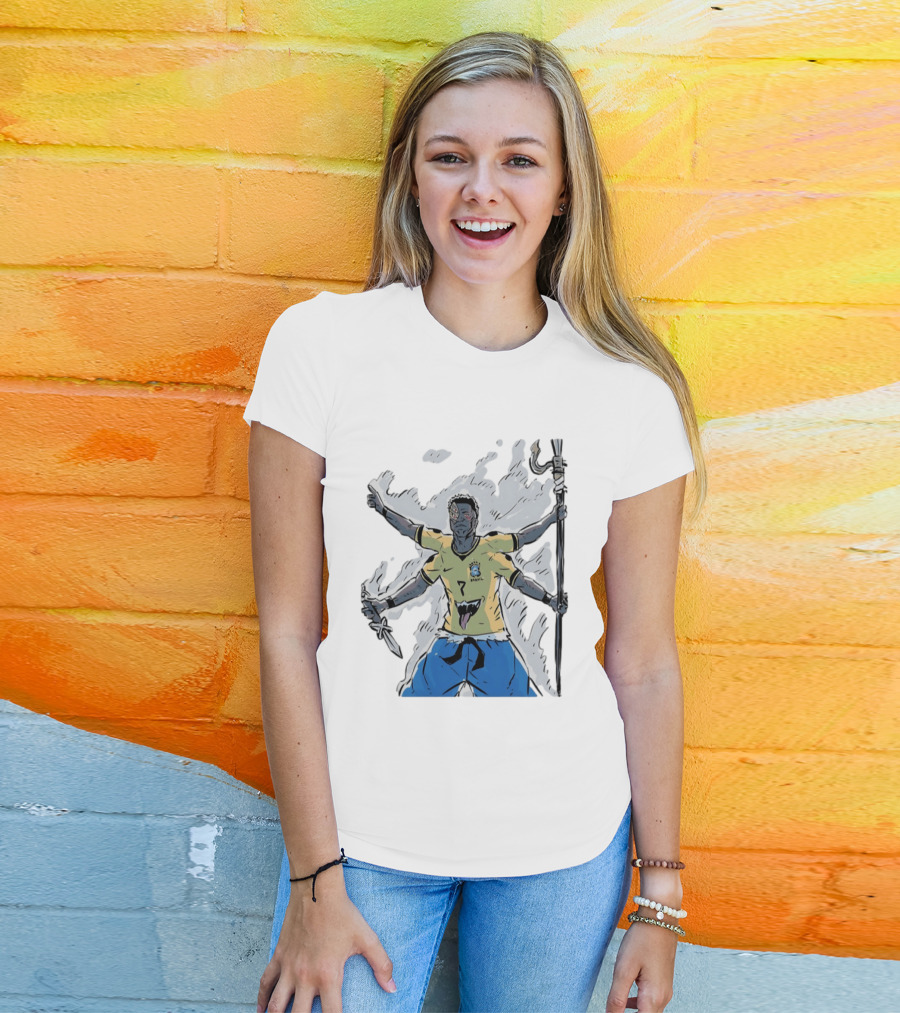 Vini Jr. Brazil Ryomen Sukuna Crossover Anime Character Fusion T-Shirt