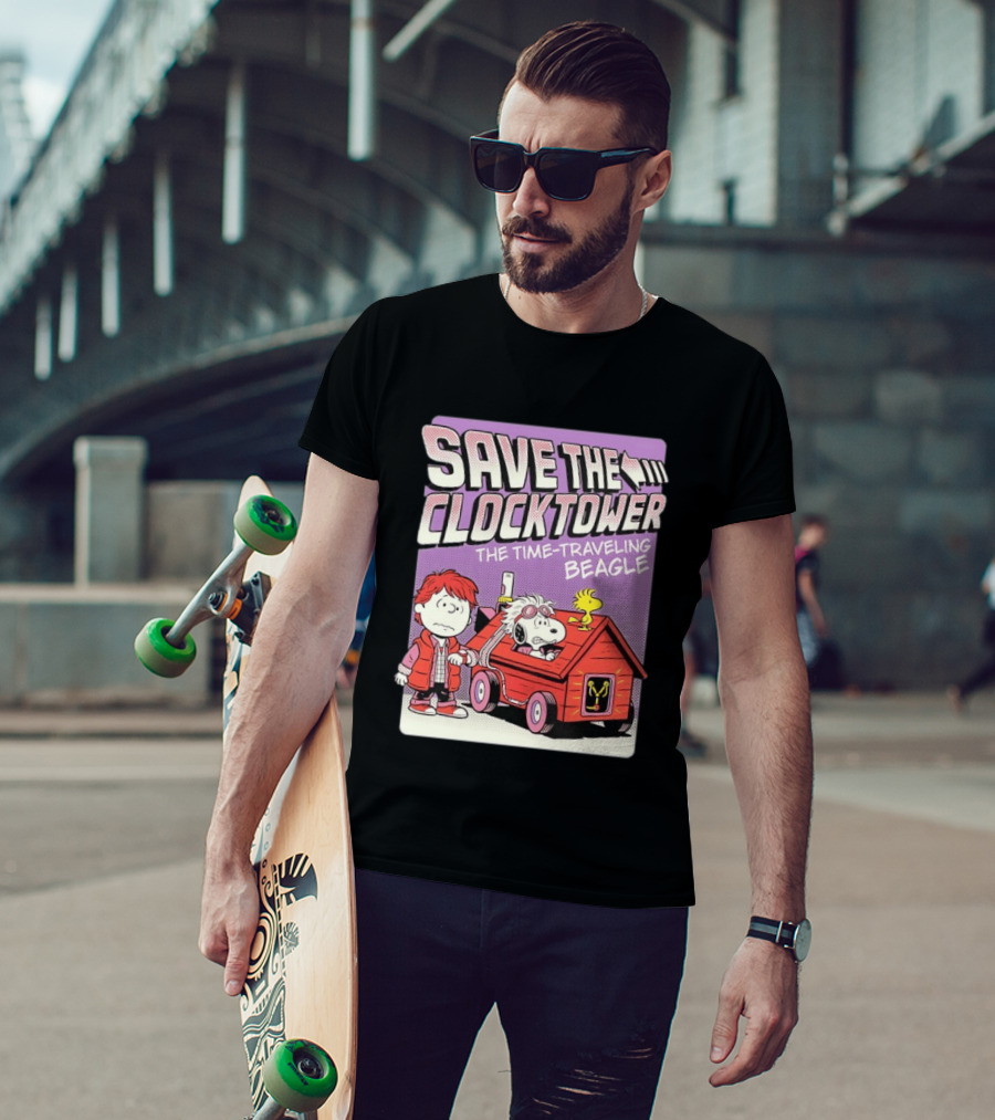 Save The Tower The Time Traveling Beagle Retro Adventure T-Shirt