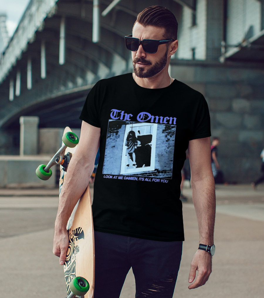 The Omen Look At Me Damien It's All For You Classic Horror Scene T-Shirt
