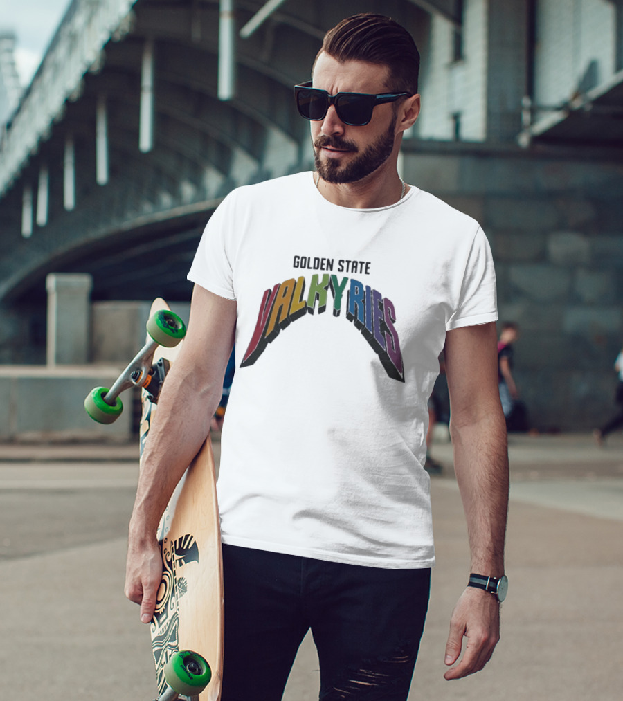 Golden State Valkyries Rainbow Multicolor Curved T-Shirt