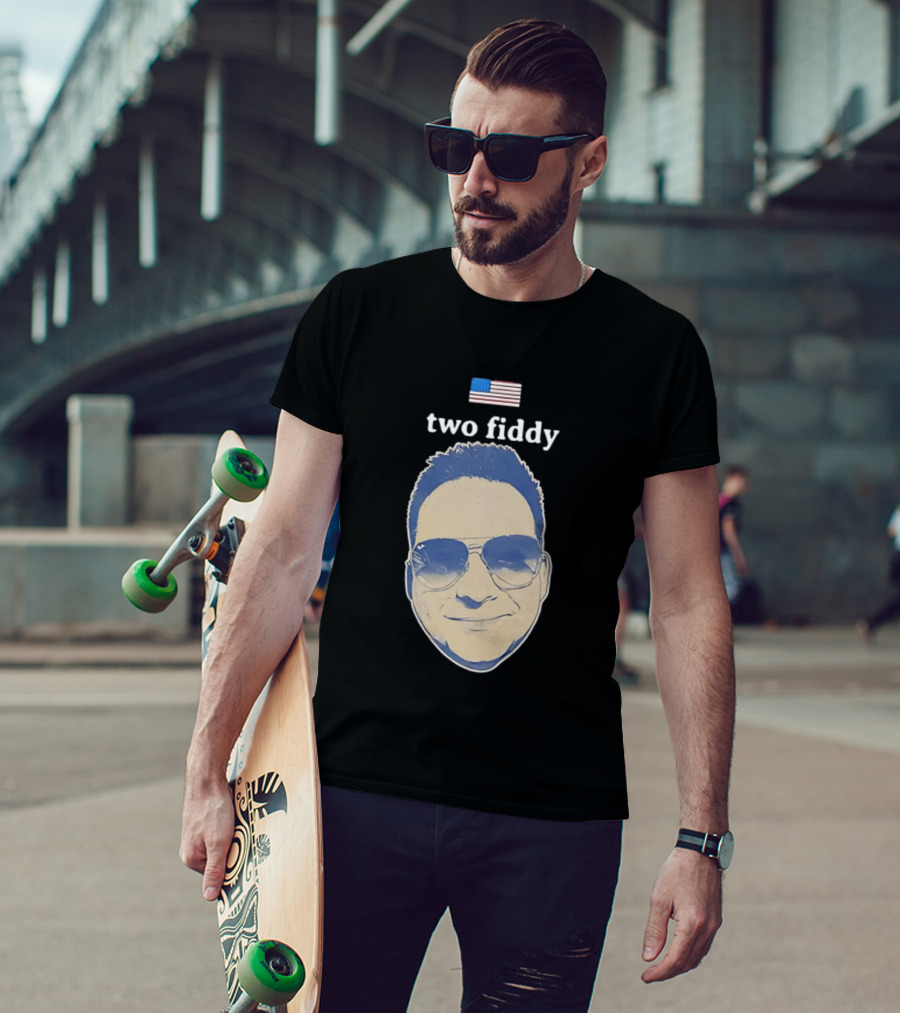 Two Fiddy Jeremy Robinson Face With Sunglasses American Flag T-Shirt