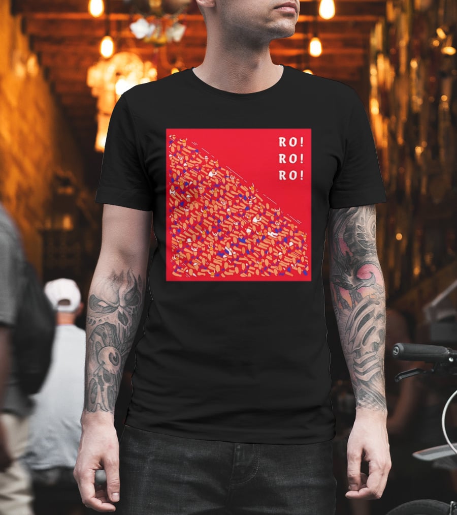 Ro Ro Ro Viking Helmet Crowd Art Red T-Shirt