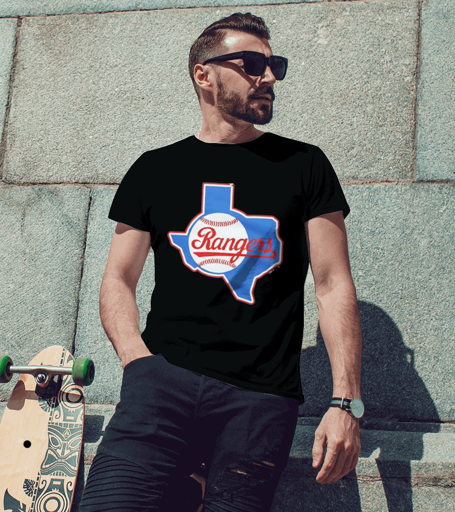 Texas Rangers Baseball Cursive Script Texas State T-Shirt