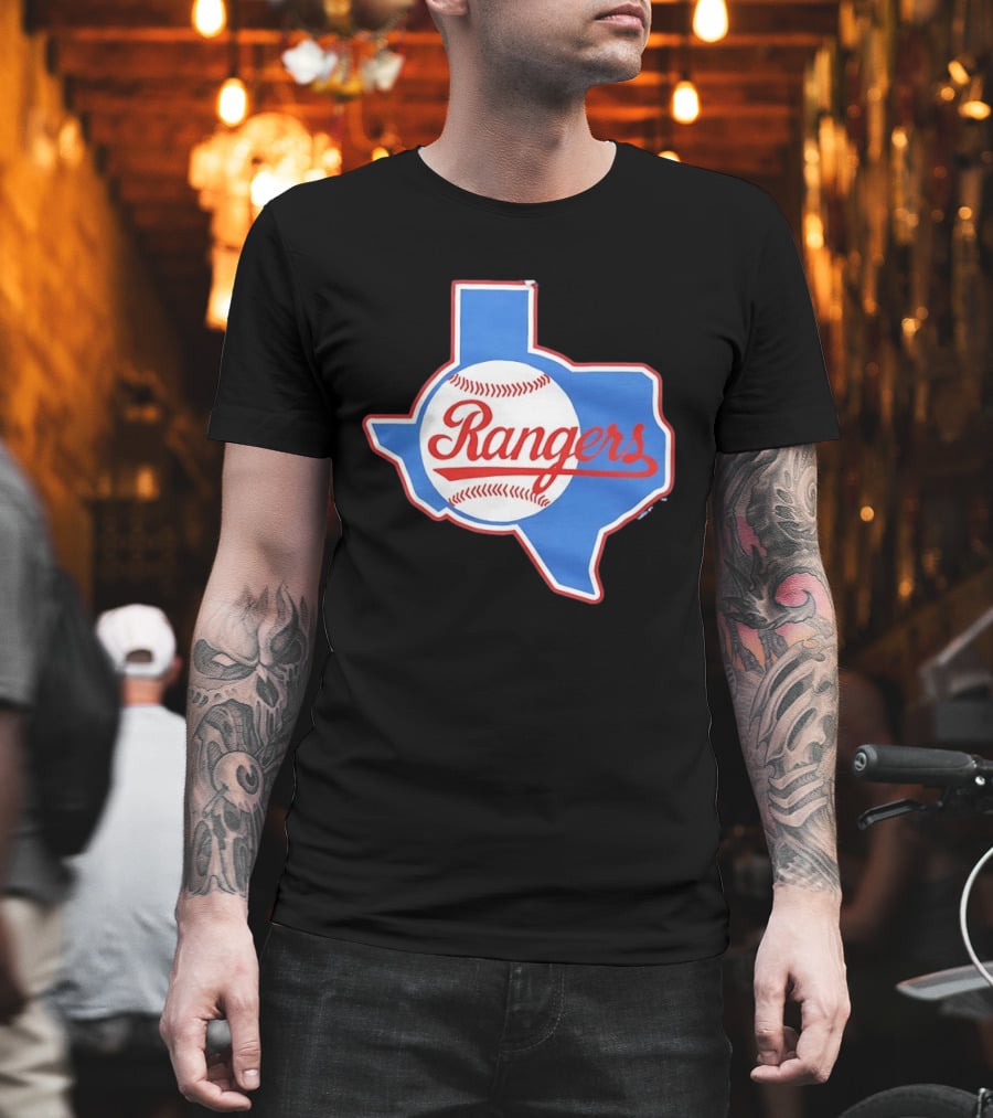 Texas Rangers Baseball Cursive Script Texas State T-Shirt