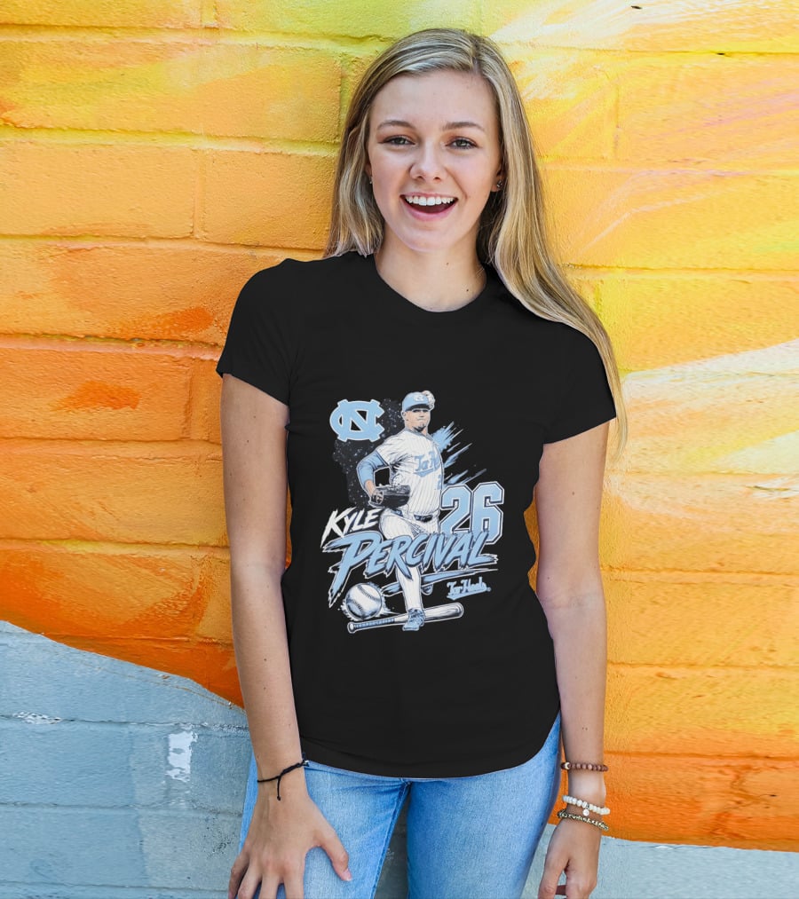 North Carolina Tar Heels Kyle Percival 26 Baseball Pitcher T-Shirt