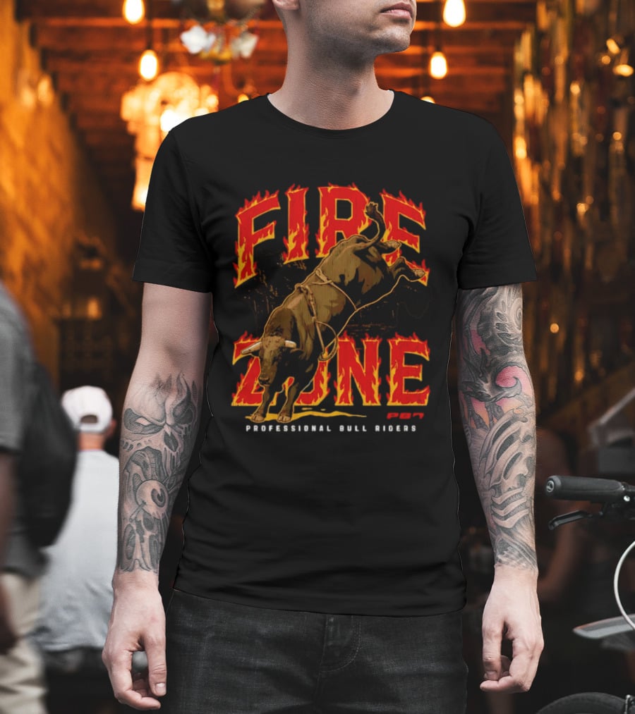 PBR Fire Zone Bucking Bull Professional Bull Riders Western T-Shirt