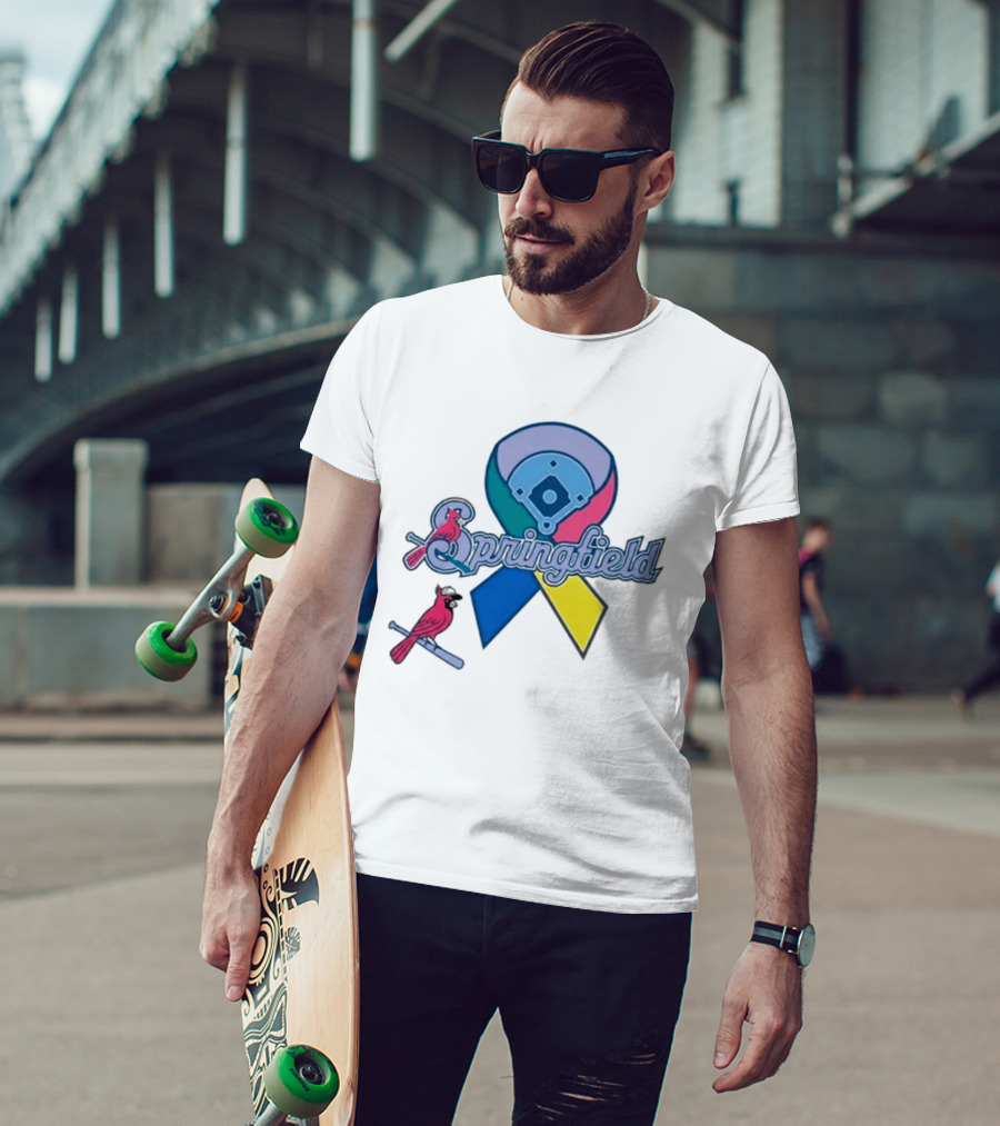 Springfield Cardinals Awareness Ribbon Baseball Team Unity T-Shirt