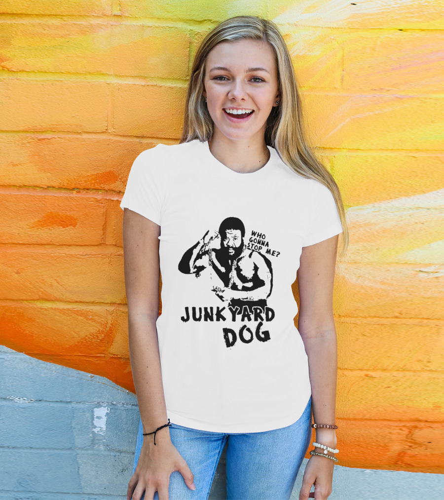 Junkyard Dog Flexing Who Gonna Stop Me Wrestling T-Shirt