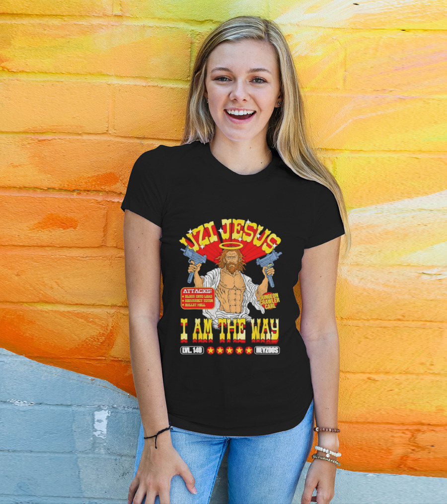 Uzi Jesus I Am The Way Dungeon Crawler Card Bullet Hell T-Shirt