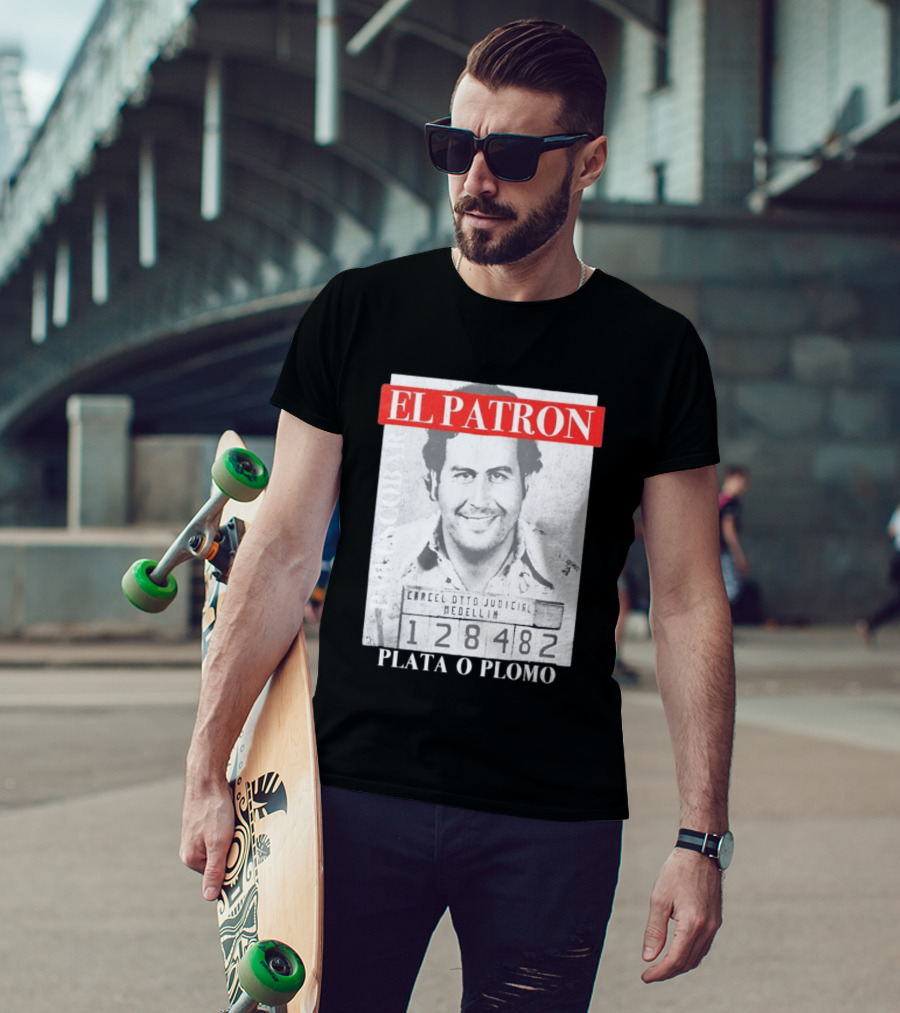 Pablo Escobar Shot El Patron Plata O Plomo Medellin 128482 T-Shirt