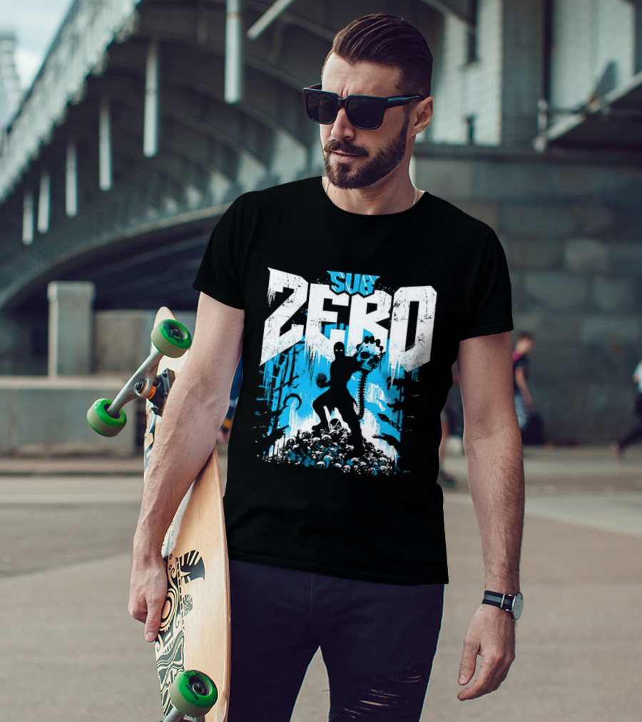 Mortal Kombat Sub Zero Ice Blue Silhouette And Freeze T-Shirt