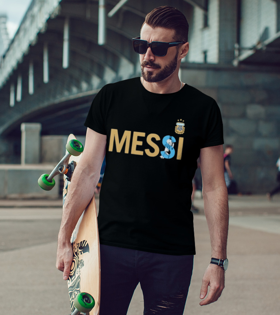 Messi Argentina AFA Emblem Striped T-Shirt
