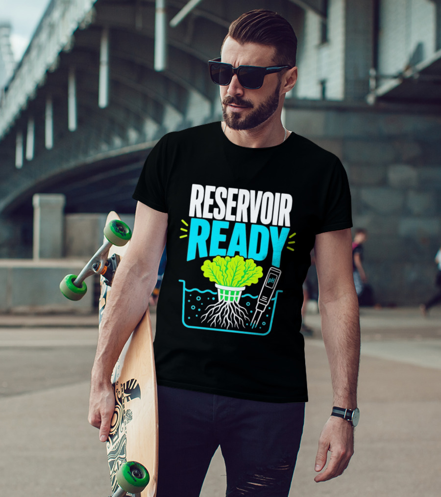 Reservoir Ready Hydroponic Lettuce Roots And Water PH Meter T-Shirt