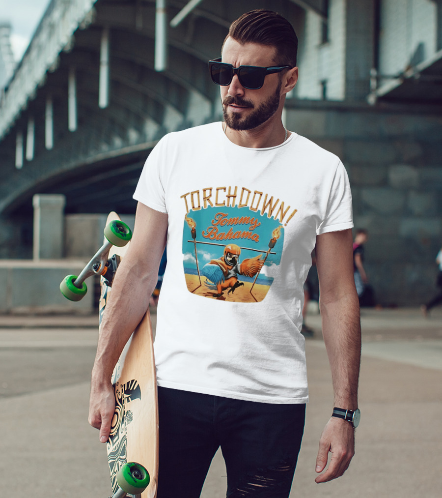 TORCHDOWN Tommy Bahama Parrot Beach Football T-Shirt