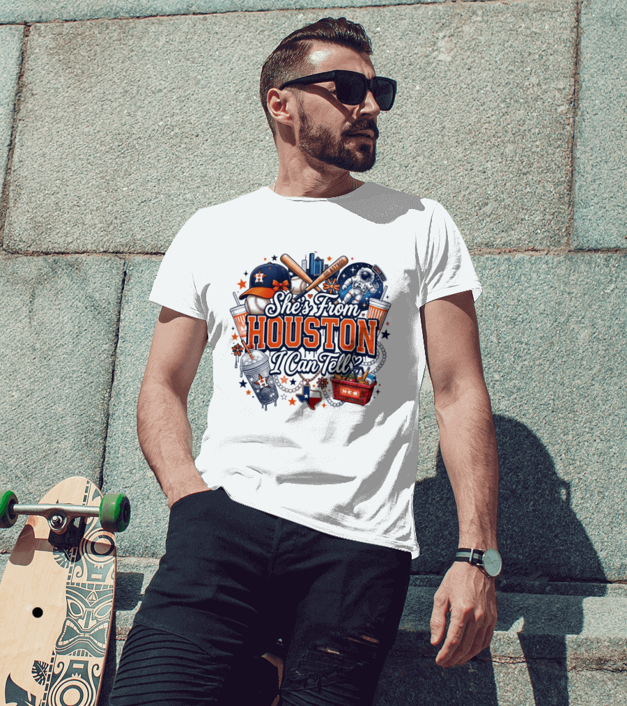 She's From Houston I Can Tell H Town Cowgirl Rodeo Astros Baseball T-Shirt