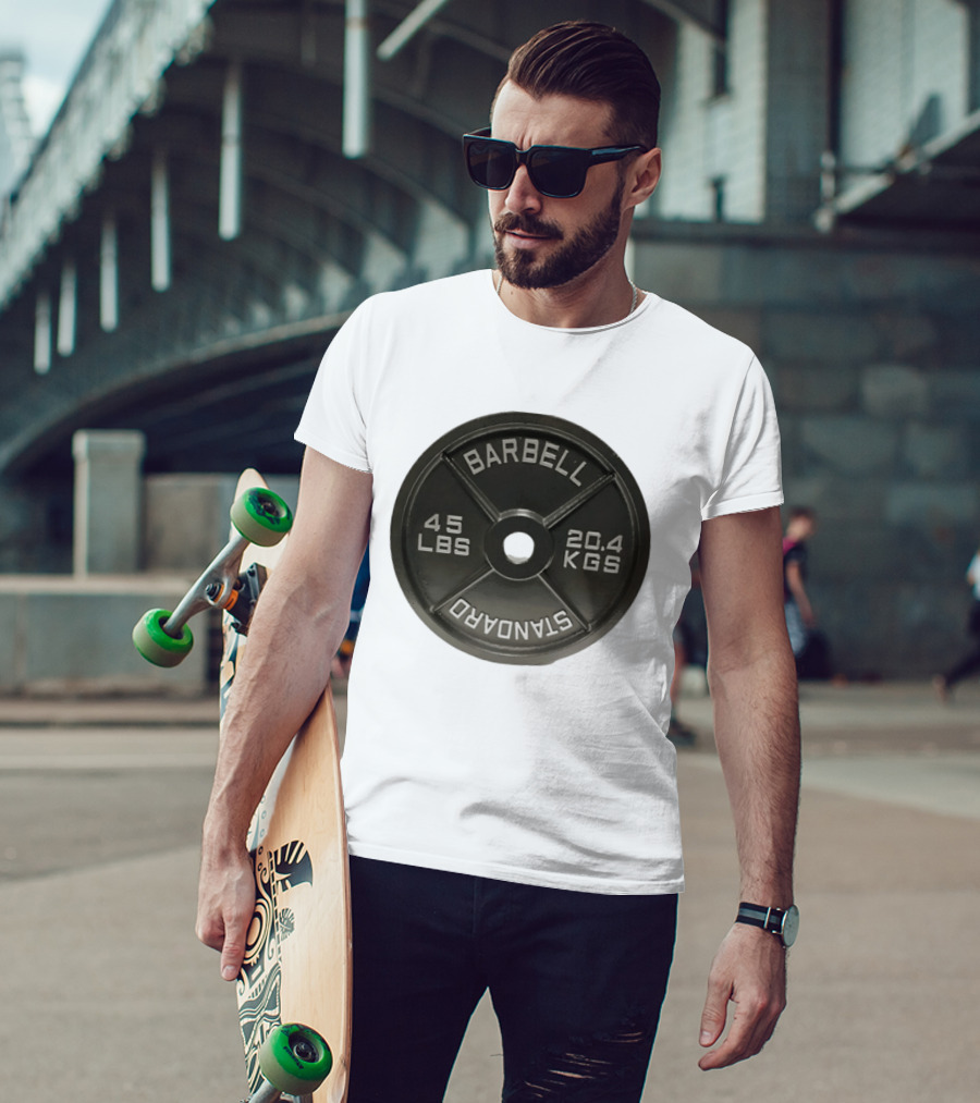 Barbell Standard 45 Lbs 20.4 Kgs Weight Plate Fitness Crossfit T-Shirt