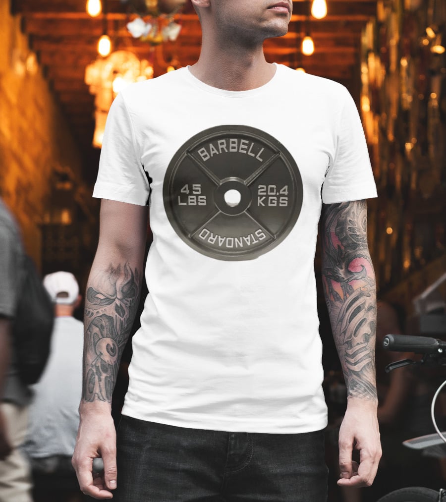 Barbell Standard 45 Lbs 20.4 Kgs Weight Plate Fitness Crossfit T-Shirt