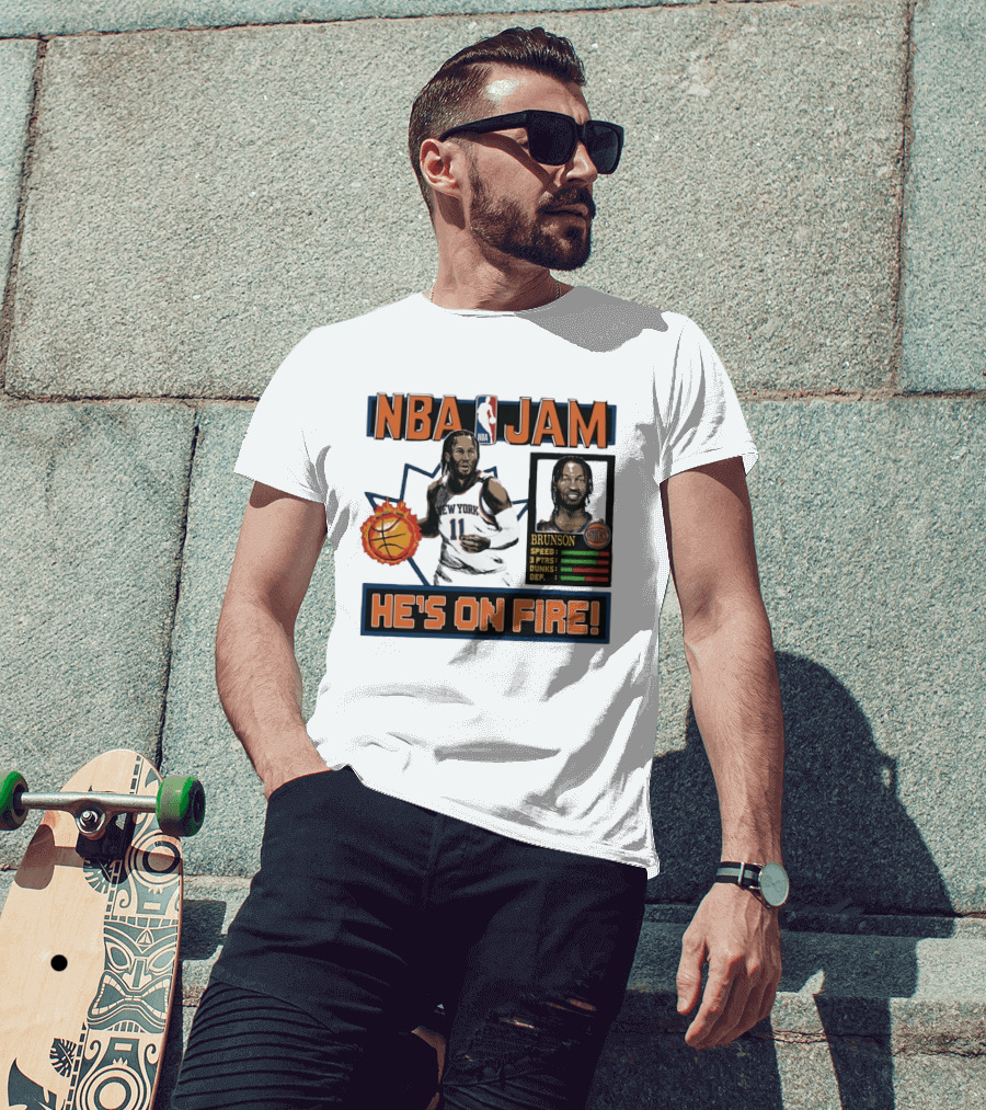 NBA Jam Jalen Brunson New York Knicks He's On Fire T-Shirt
