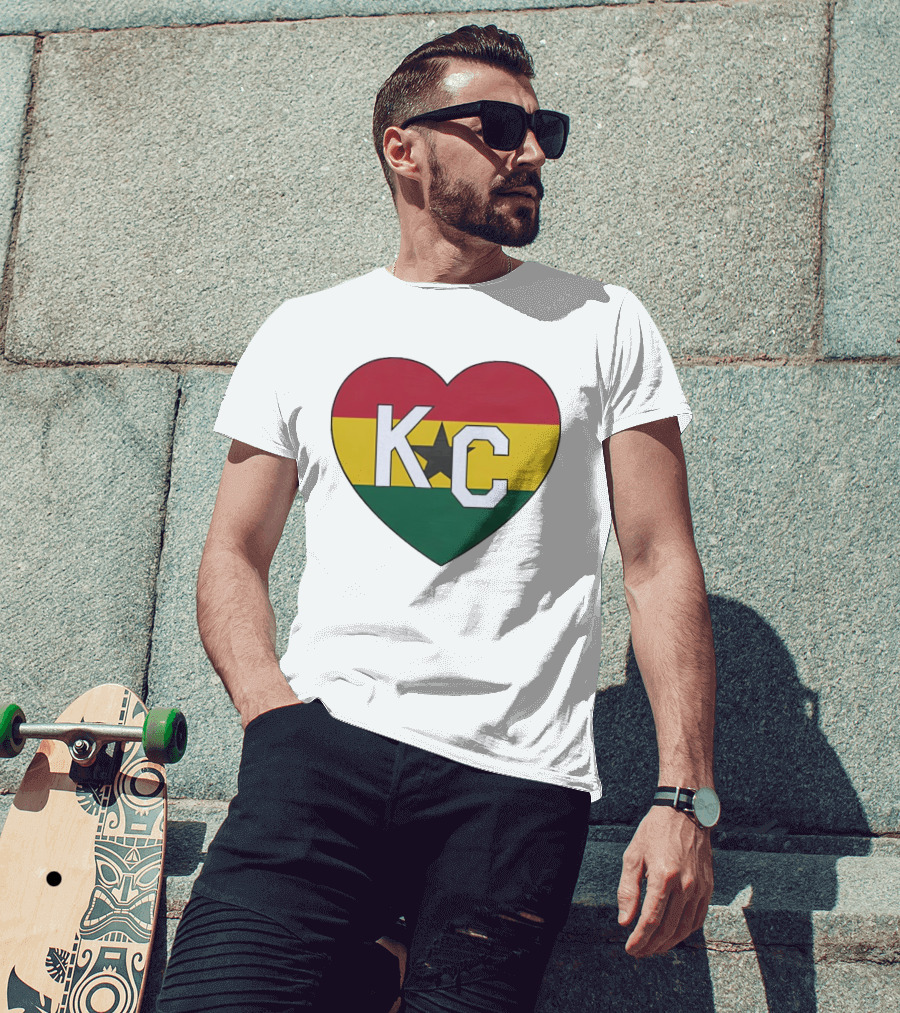 Ghana Flag Colors KC Heart T-Shirt