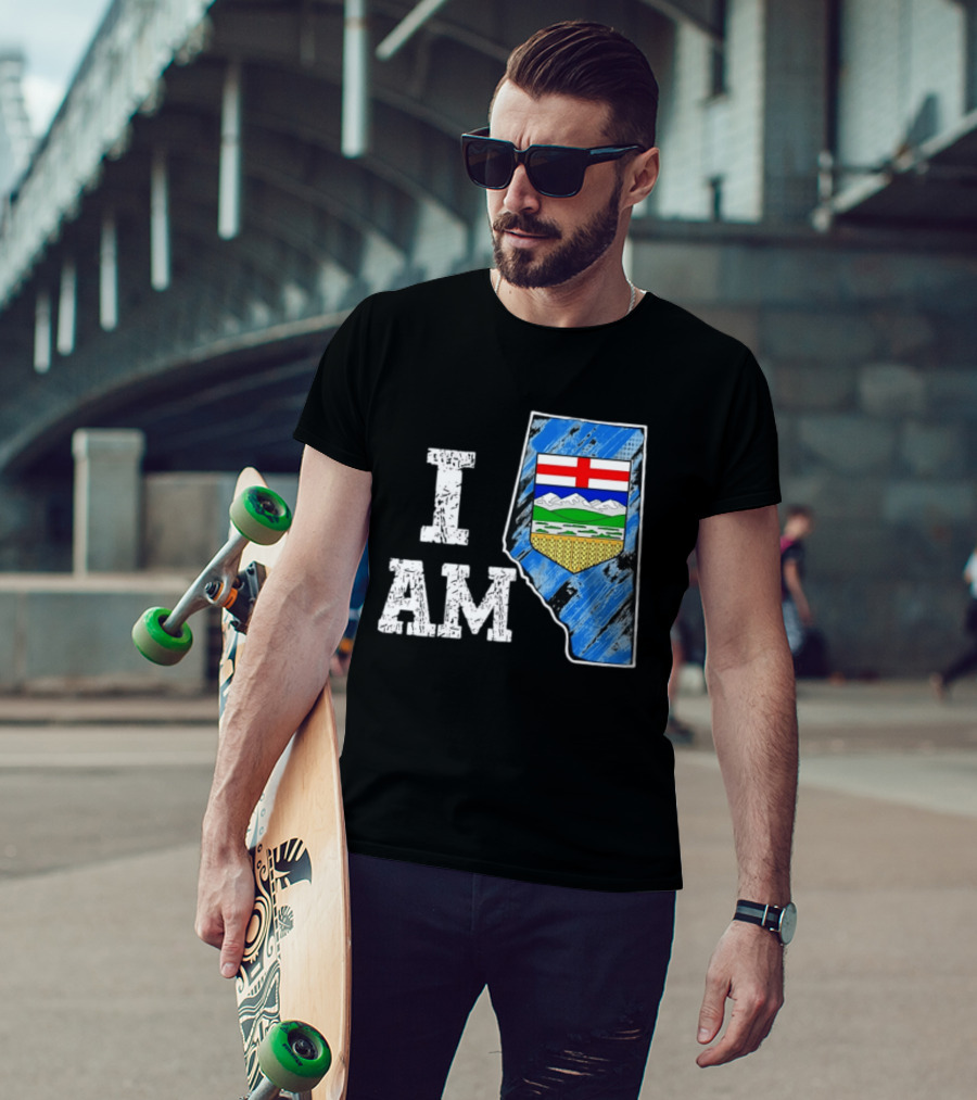 I Am Alberta Canada Province Emblem And Flag Pride T-Shirt