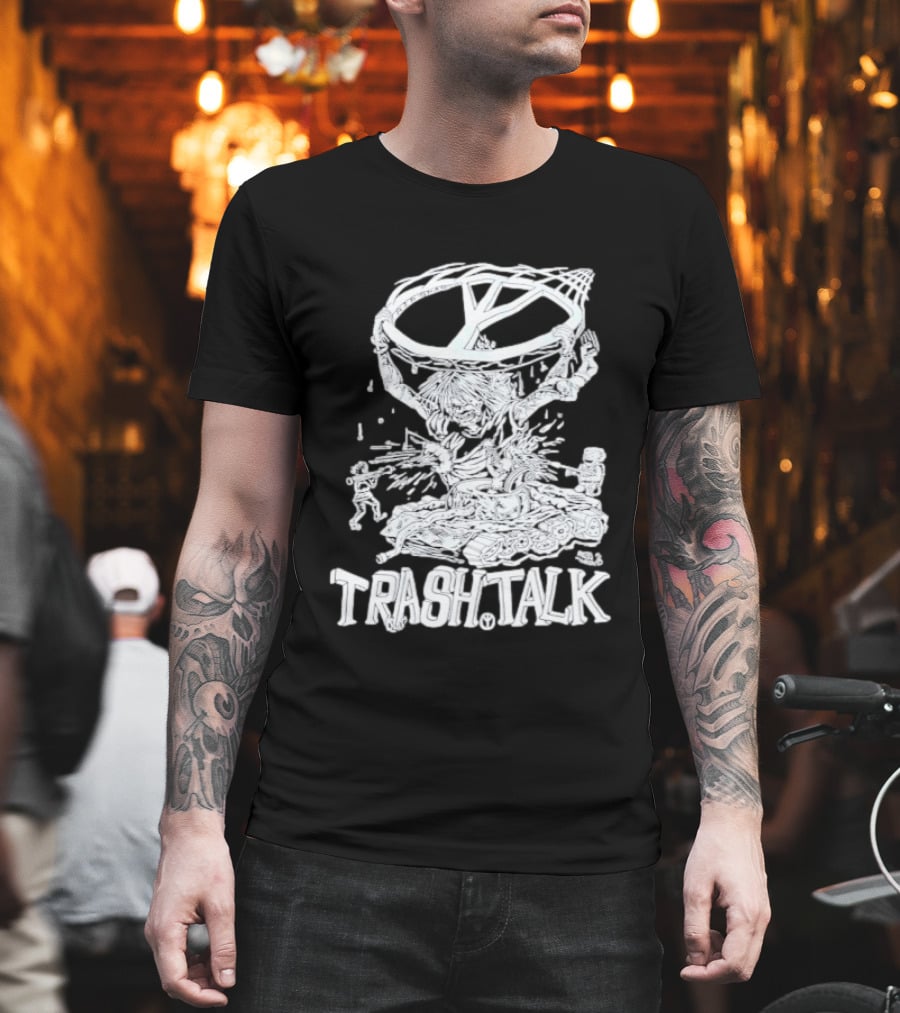 Trash Talk Tank War Hardcore Punk Skater And Tank Collision T-Shirt