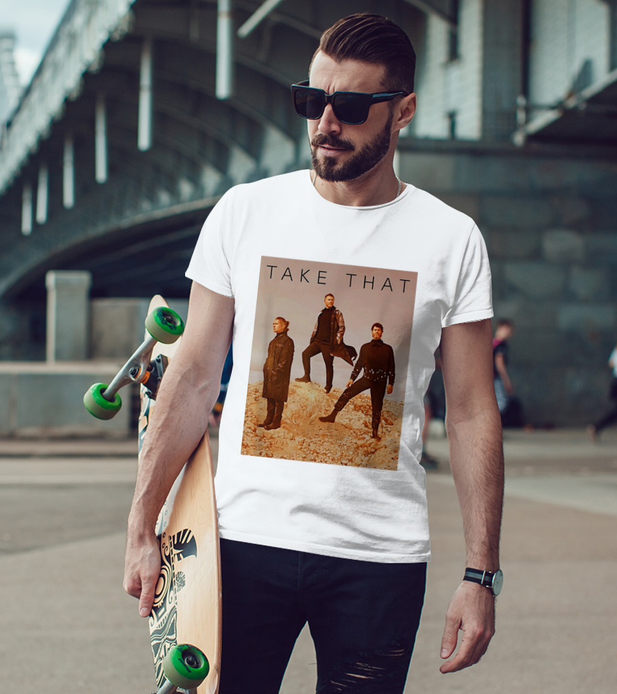 Take That Band Members Standing On Rocky Terrain T-Shirt