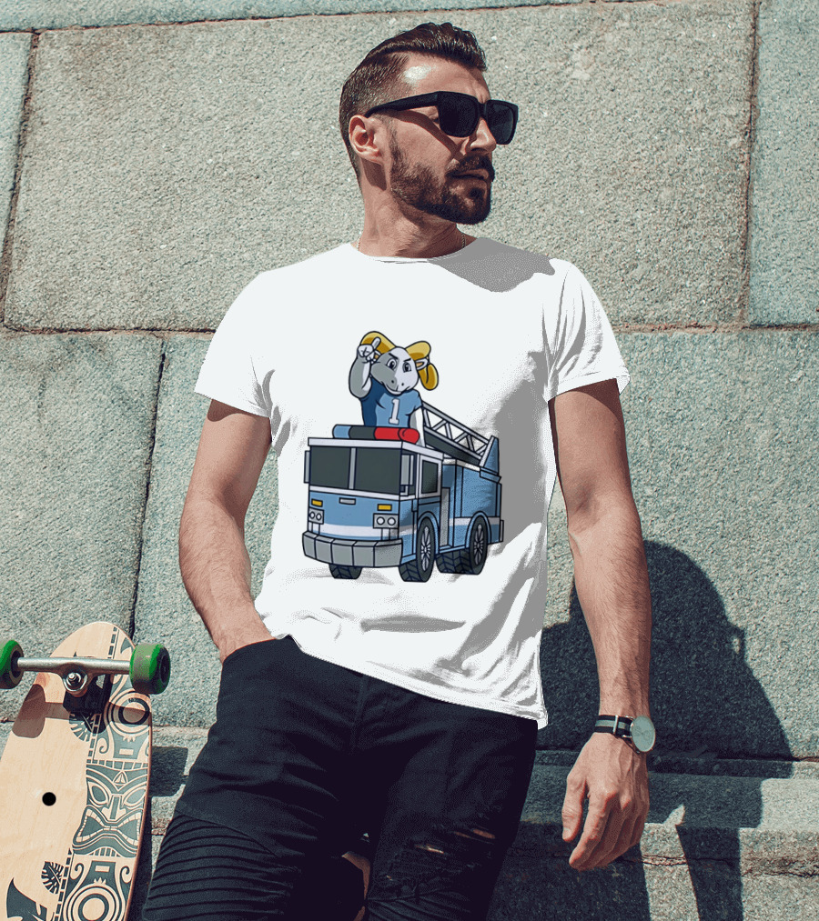 UNC Tar Heels Ram Mascot On Fire Truck Sports Team Merchandise T-Shirt
