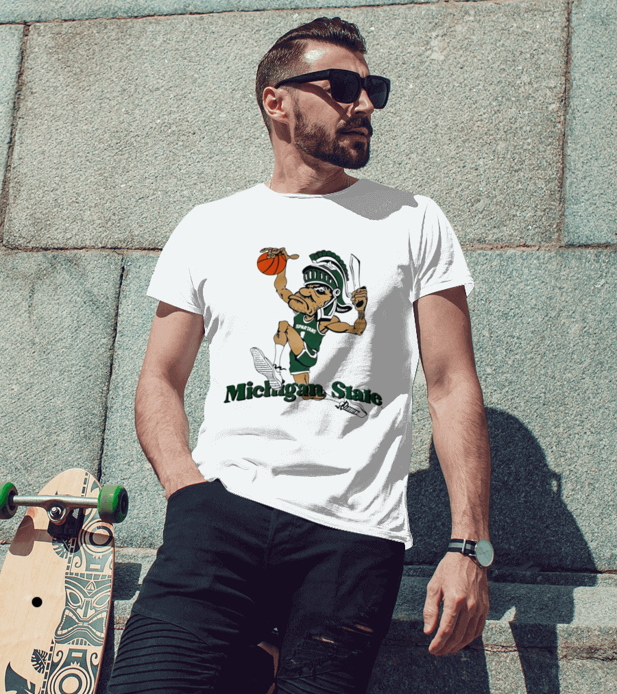 Michigan State Spartans Gruff Sparty Dunking Basketball T-Shirt