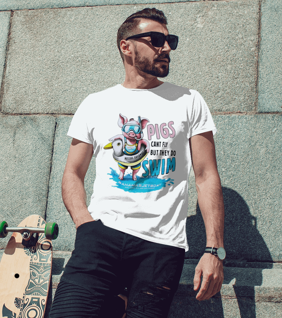 Pigs Fly Nassau Scuba Sand Sea Swim T-Shirt