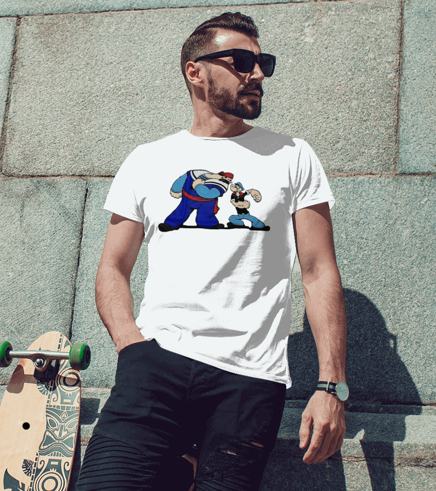 Popeye Vs Sindbad Epic Showdown Classic Cartoon Battle T-Shirt