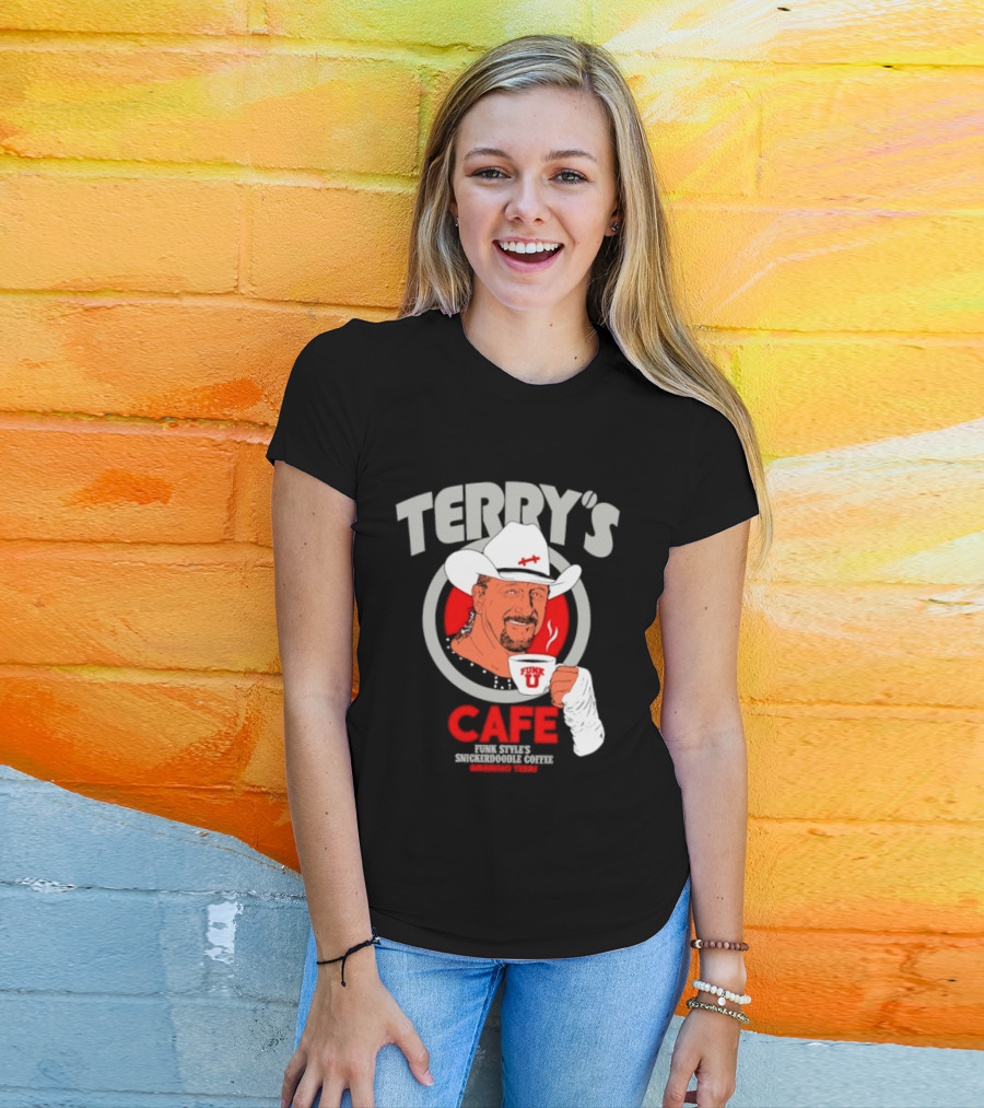 Terry's Cafe Terry Funk Funk U Coffee Cowboy Bandage T-Shirt