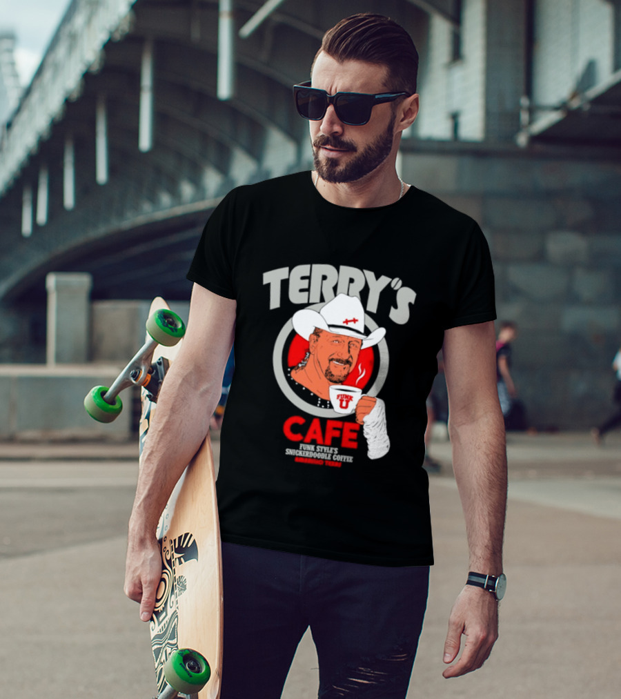 Terry's Cafe Terry Funk Funk U Coffee Cowboy Bandage T-Shirt