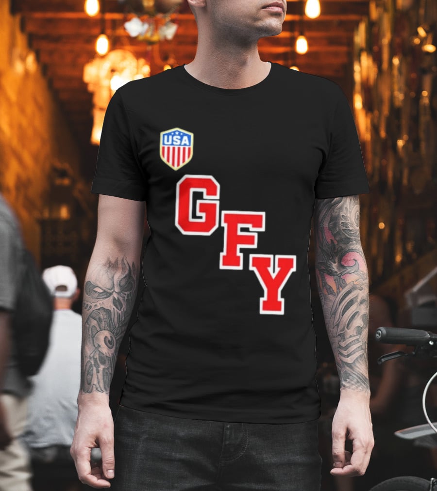 GFY USA Team Red Lettering And Shield T-Shirt