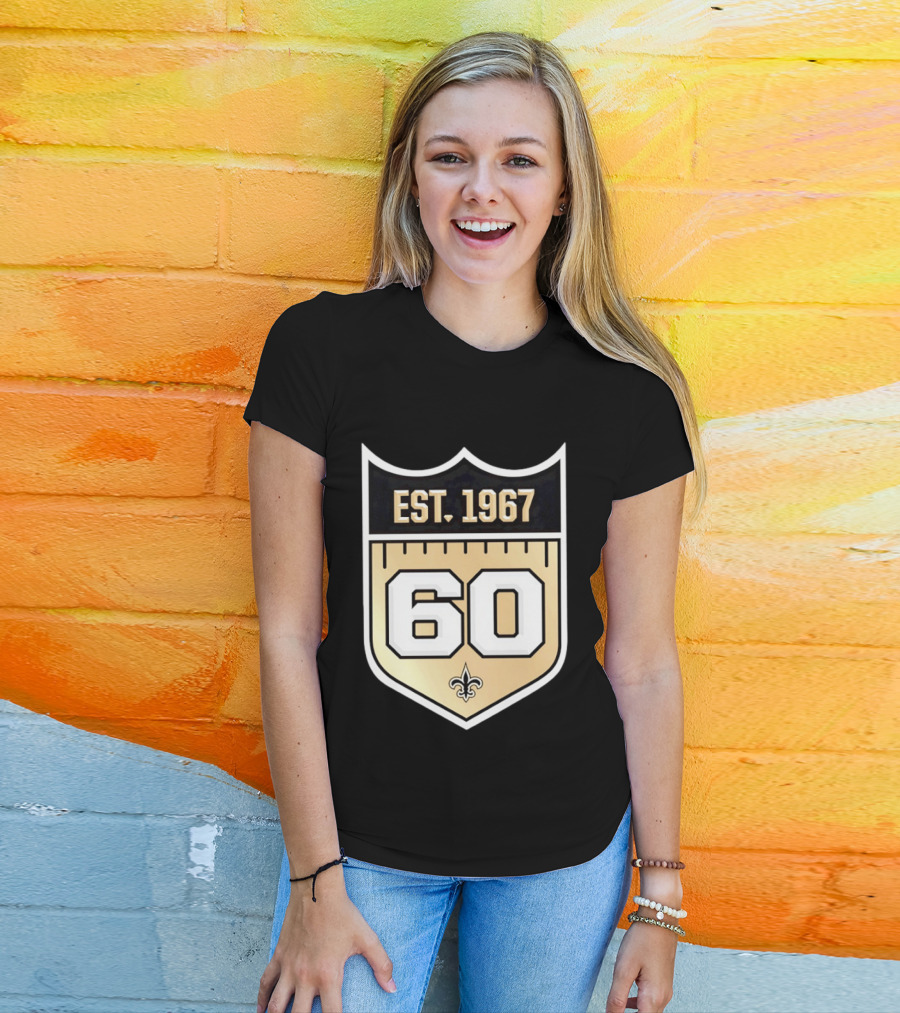 New Orleans Saints 60th Anniversary Est 1967 Fleur De Lis NFL Celebration T-Shirt