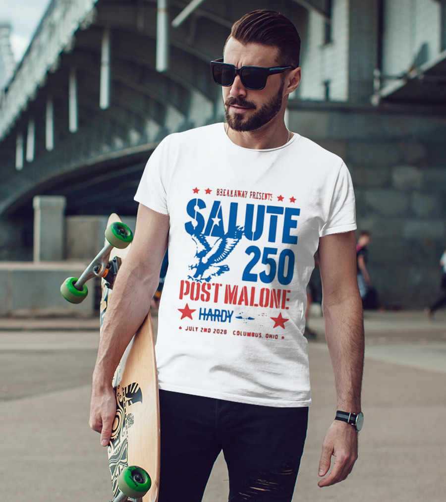 Breakaway Salute 250 Post Malone Hardy Bald Eagle Soaring July 2 2026 Columbus Ohio T-Shirt