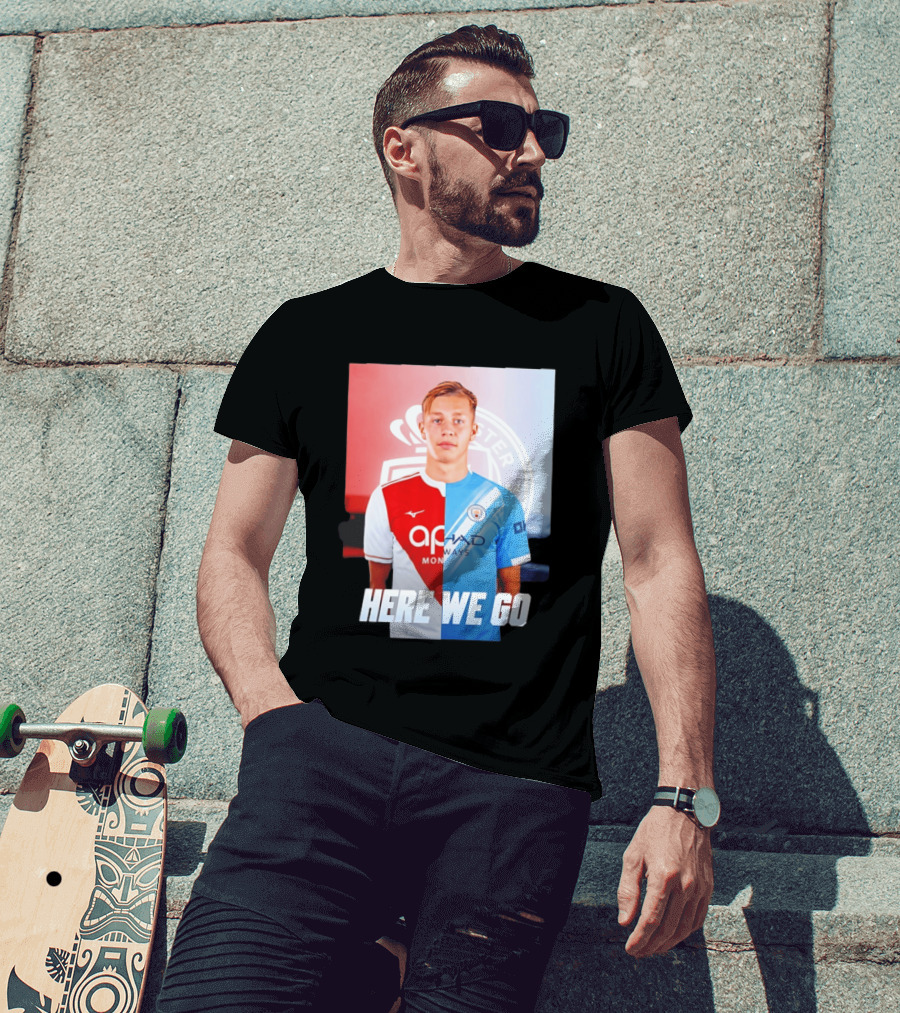 Mathys Detourbet Manchester City AS Monaco Transfer Here We Go T-Shirt