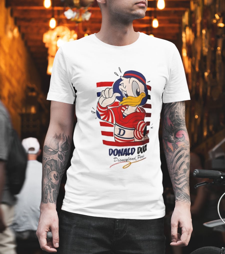 Donald Duck Disneyland Paris Red And White Striped Outfit T-Shirt